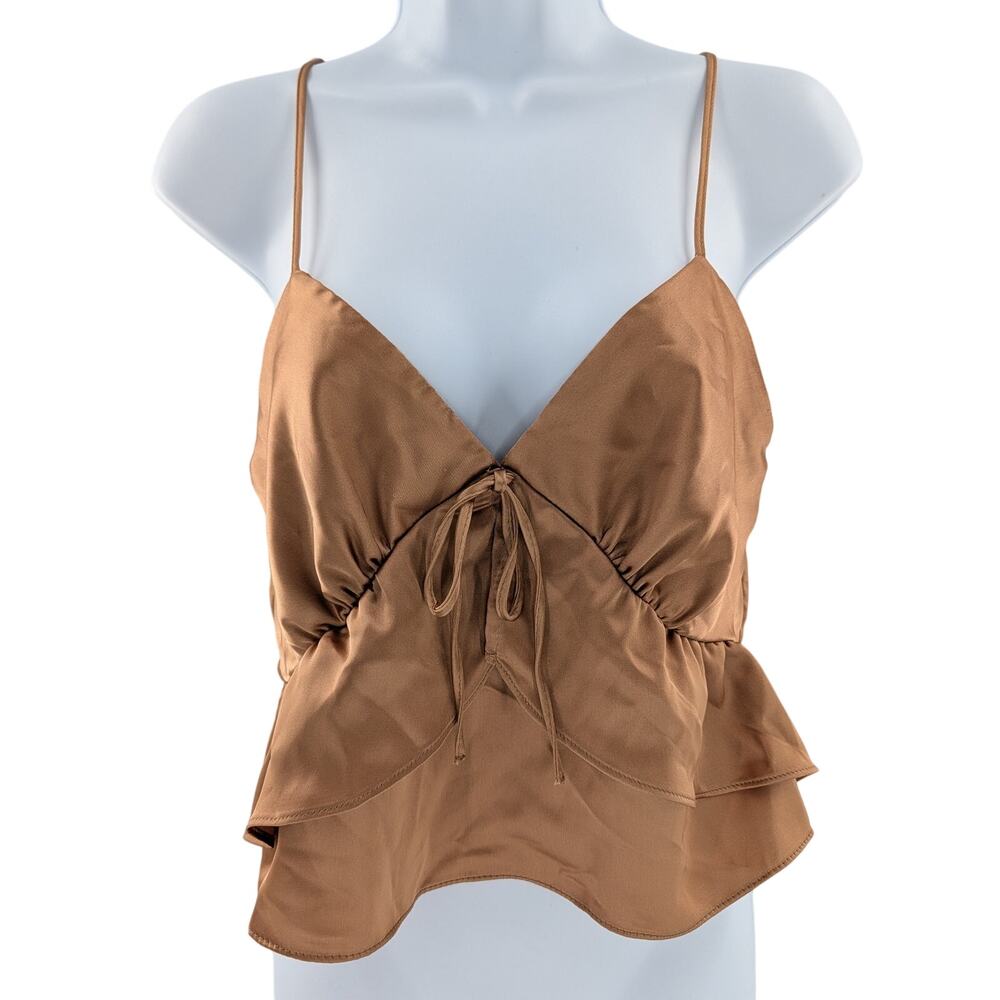 Topshop Strappy Ruffle Camisole Cropped Top